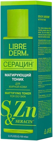 Librederm Серацин, матирующий тоник 100 мл, 1 шт.