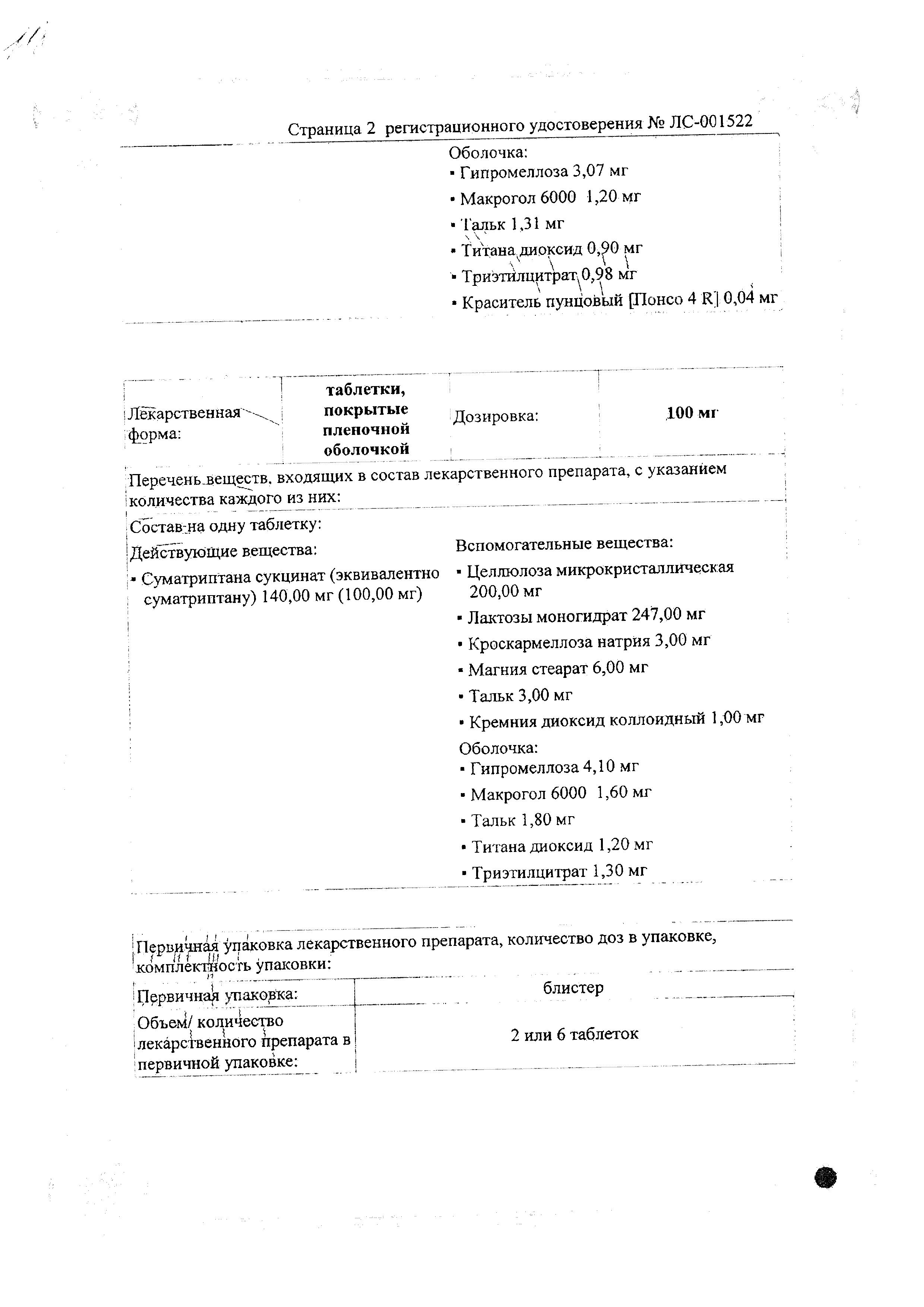 Сертификат на Сумамигрен