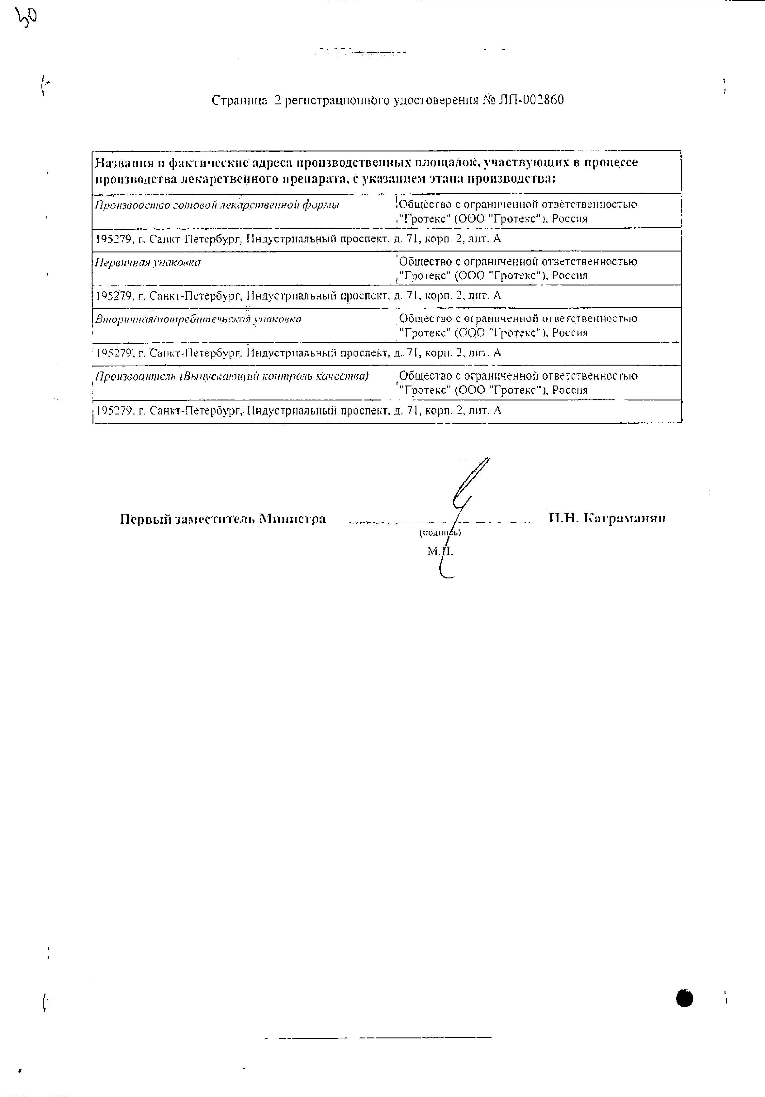 Сертификат на Магния сульфат