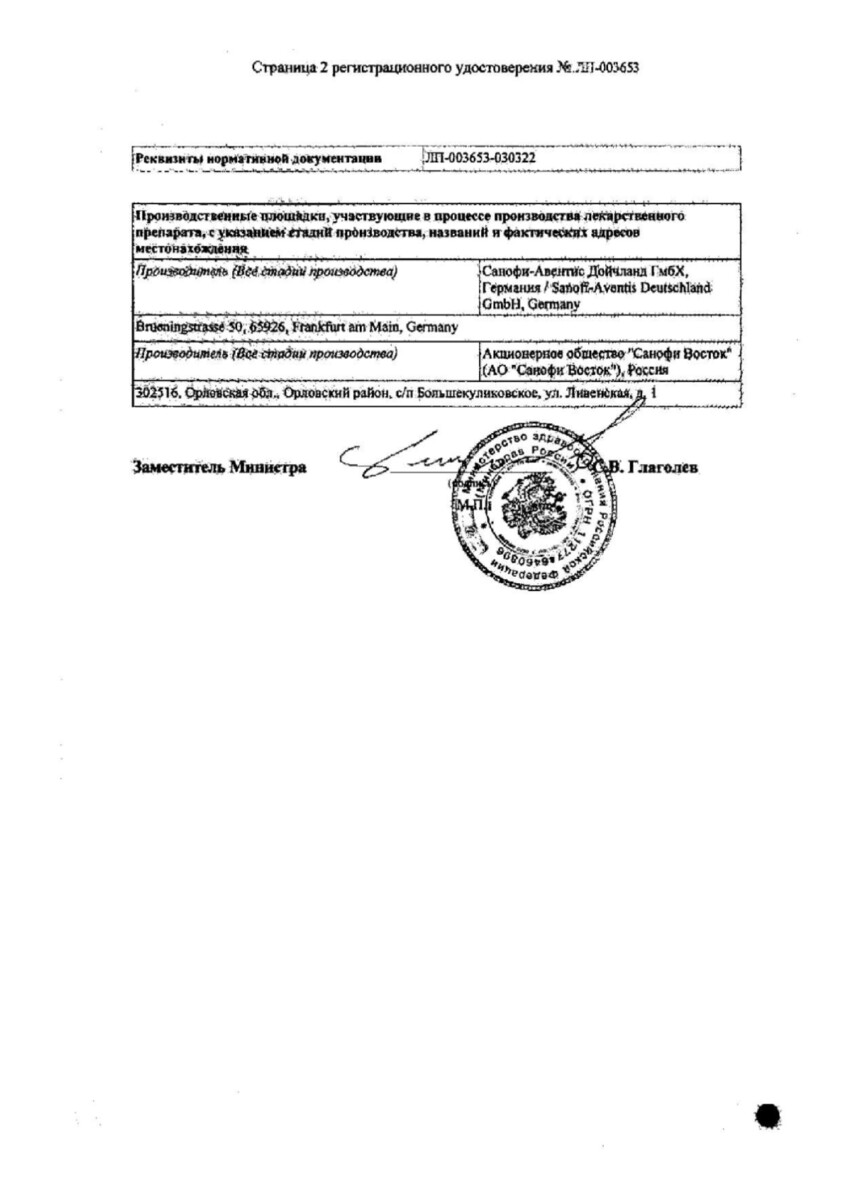 Сертификат на Туджео СолоСтар