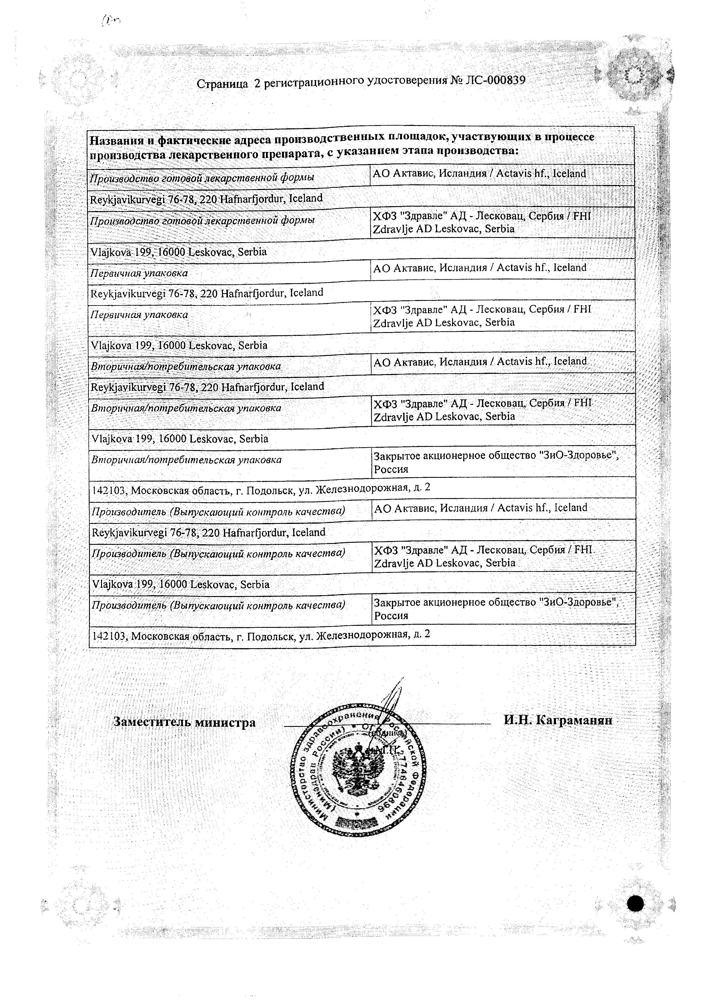 Сертификат на Фозикард