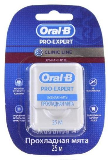 Oral-B Pro-Expert Clinic Line, нить зубная (прохладная мята), 25 м