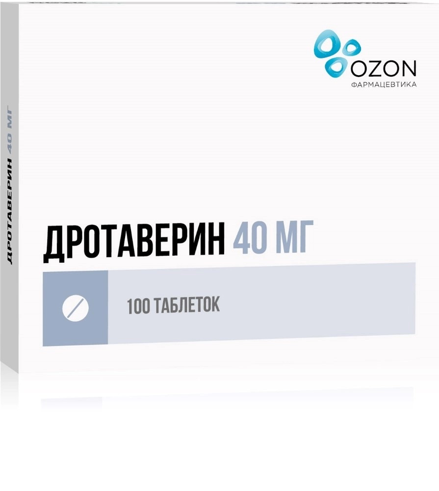 Упаковка препарата Дротаверин, таблетки, 40 мг, 100 шт.