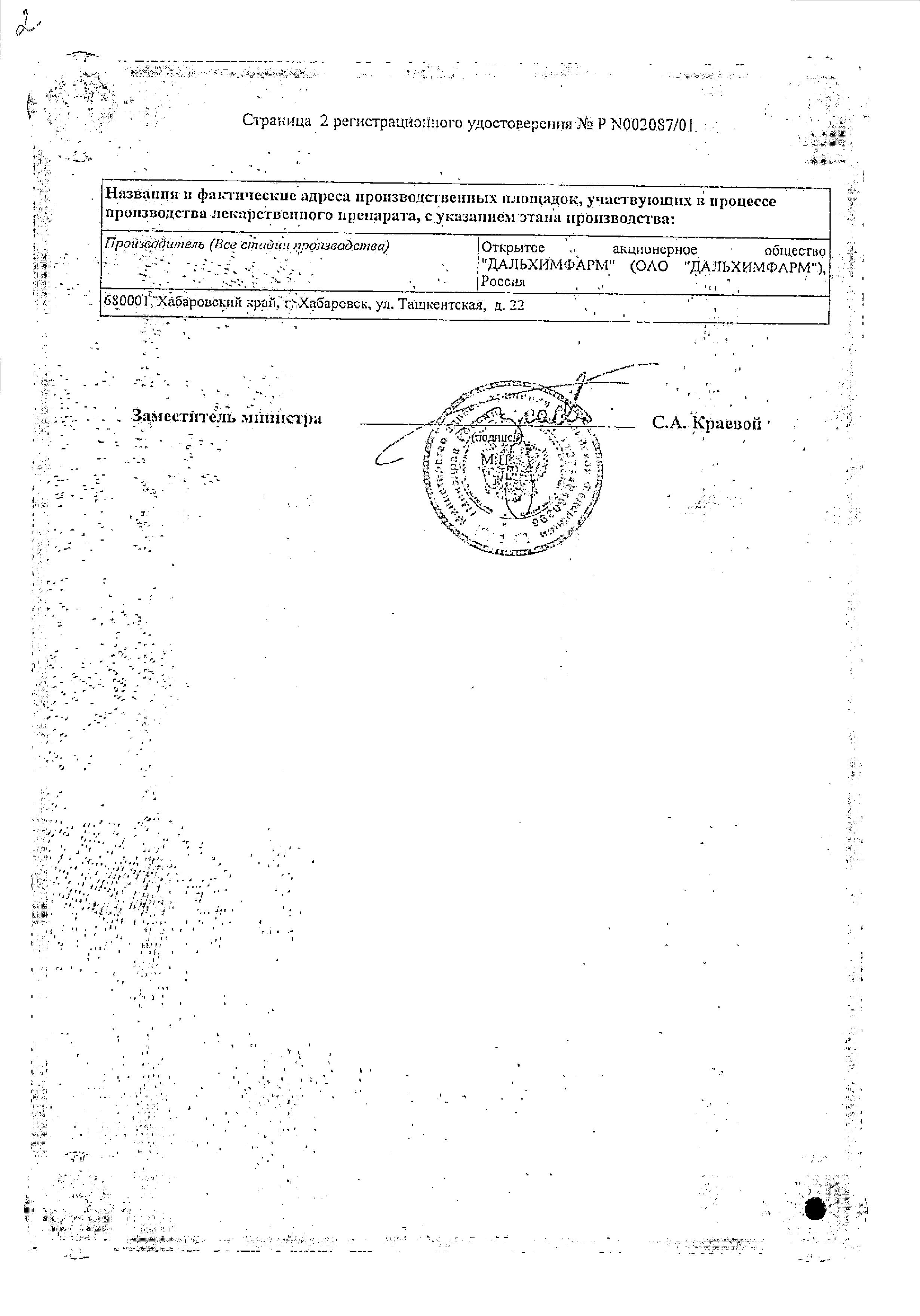 Сертификат на Синэстрол