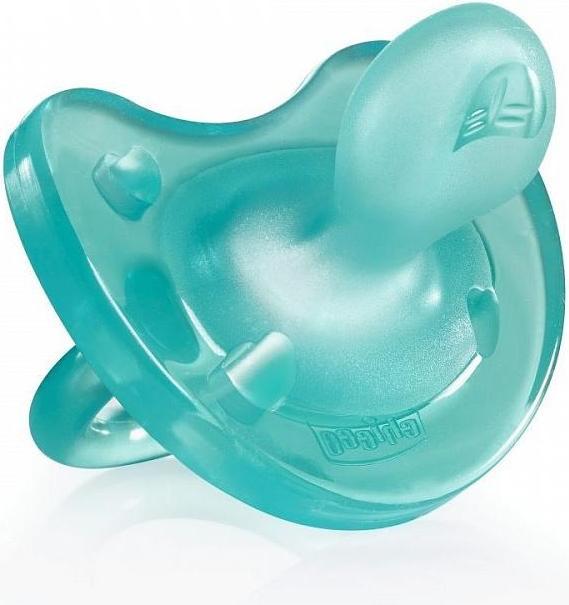 Chicco Пустышка Physio Soft, силикон, голубая, 1шт., 0-6 мес