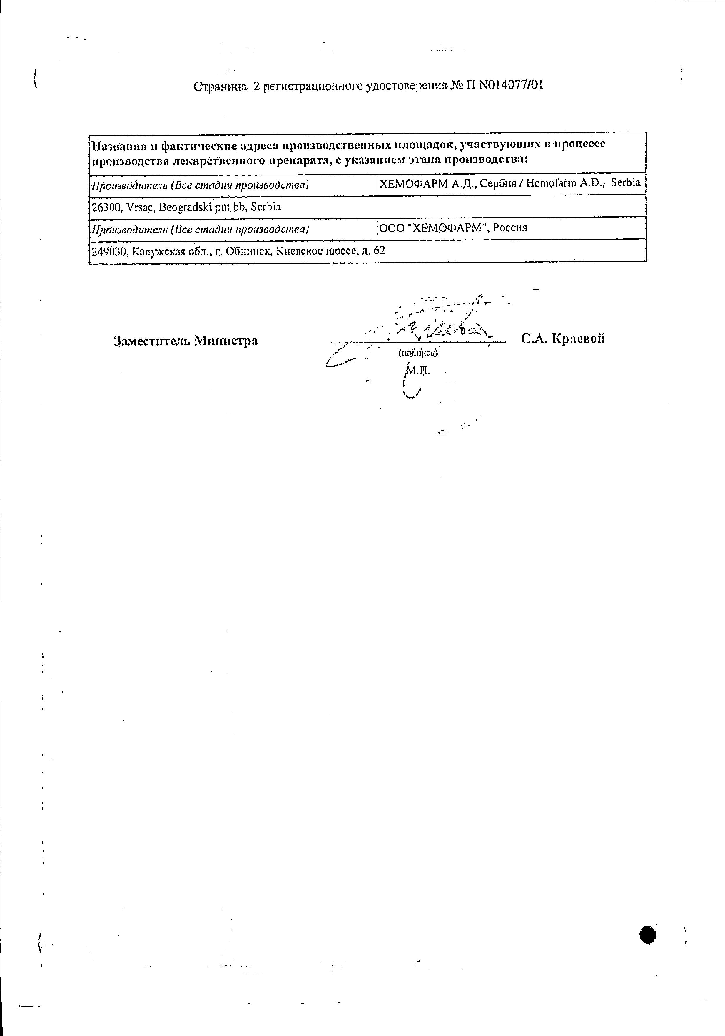 Сертификат на Фамотидин