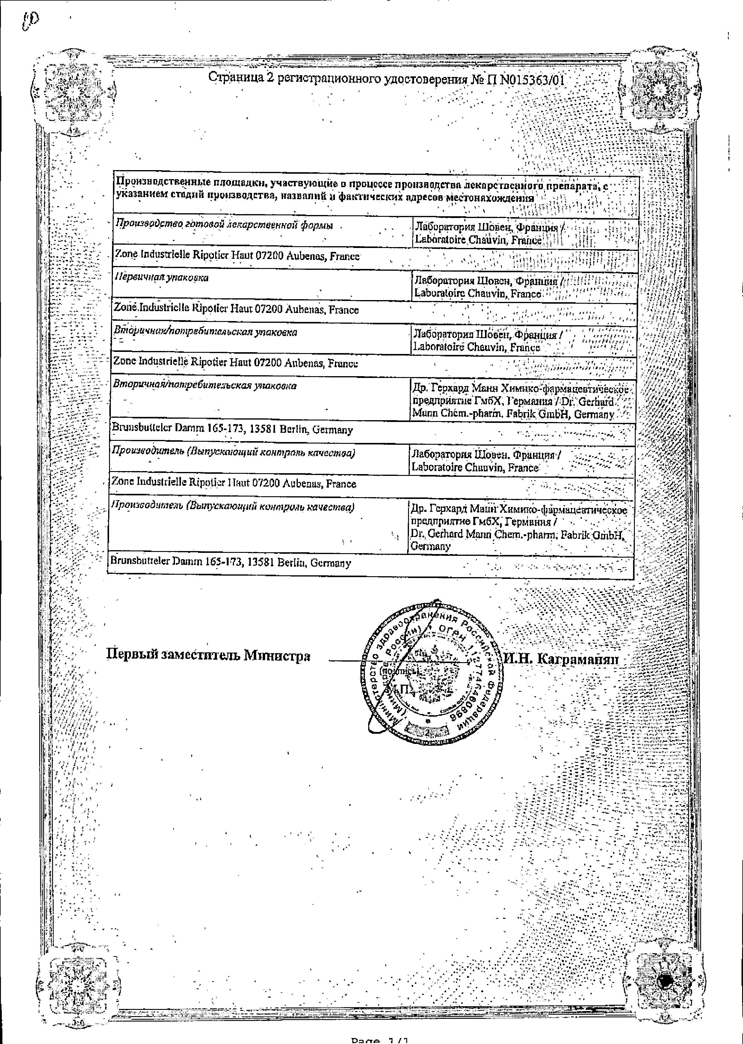 Сертификат на Индоколлир