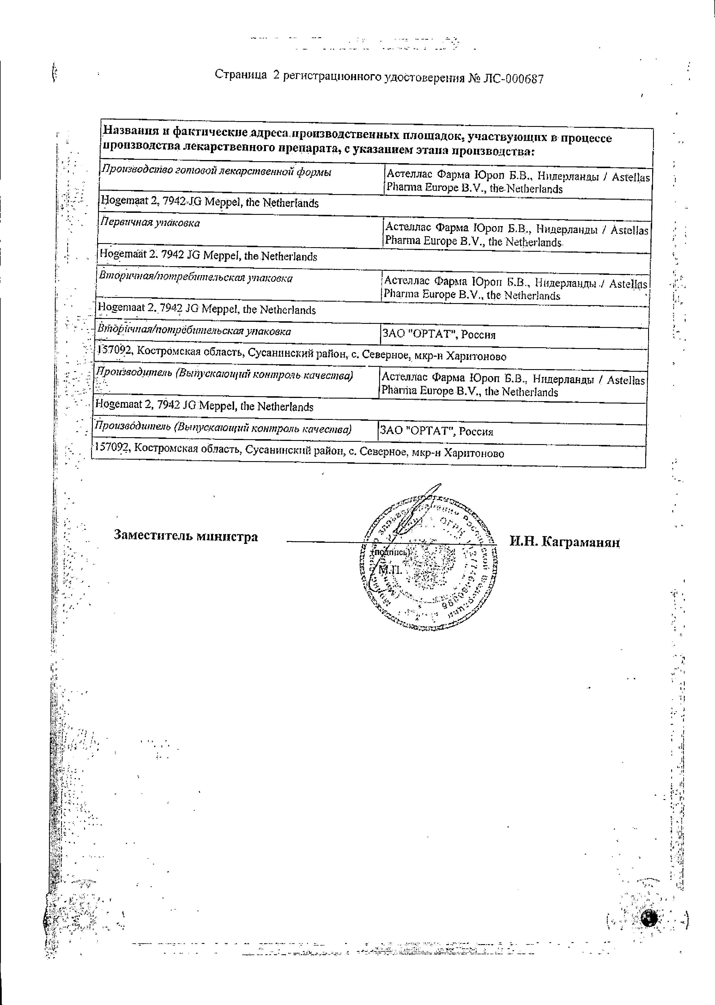 Сертификат на Везикар