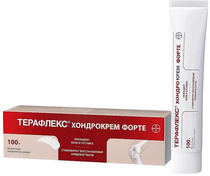 Упаковка препарата Терафлекс Хондрокрем Форте, крем 1%+5% 100 г, 1 шт.