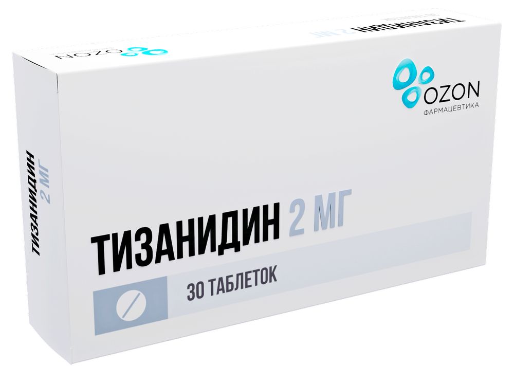 Упаковка препарата Тизанидин, таблетки 2 мг, 30 шт. (Озон)