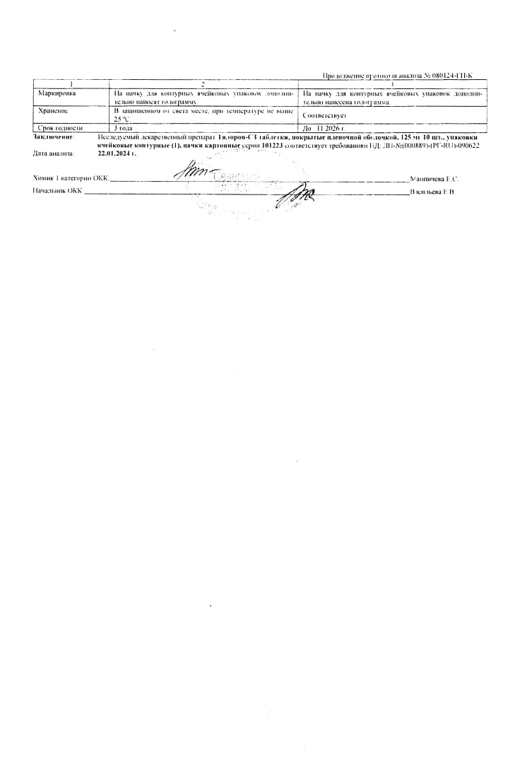 Сертификат на Тилорон