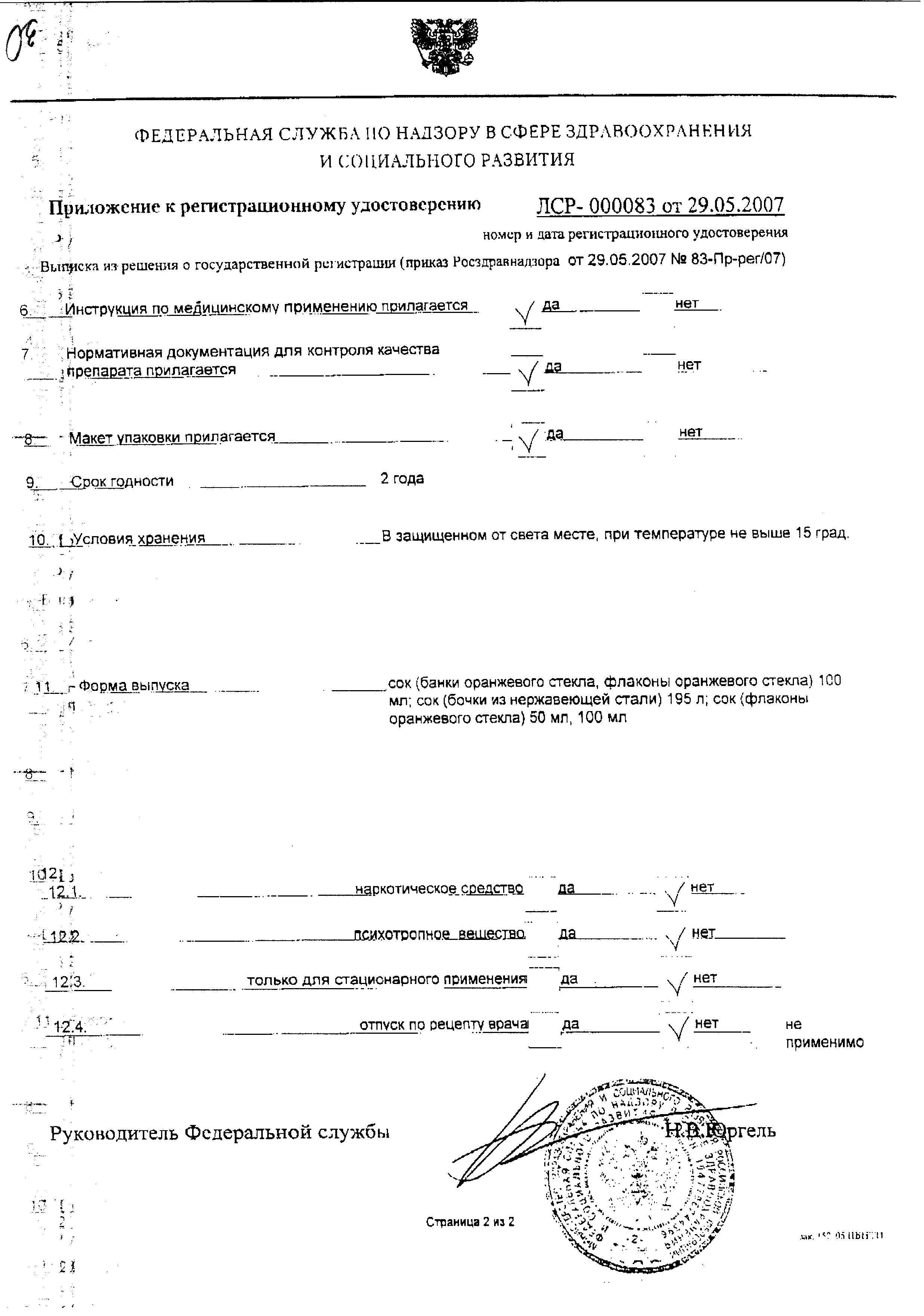 Сертификат на Алоэ