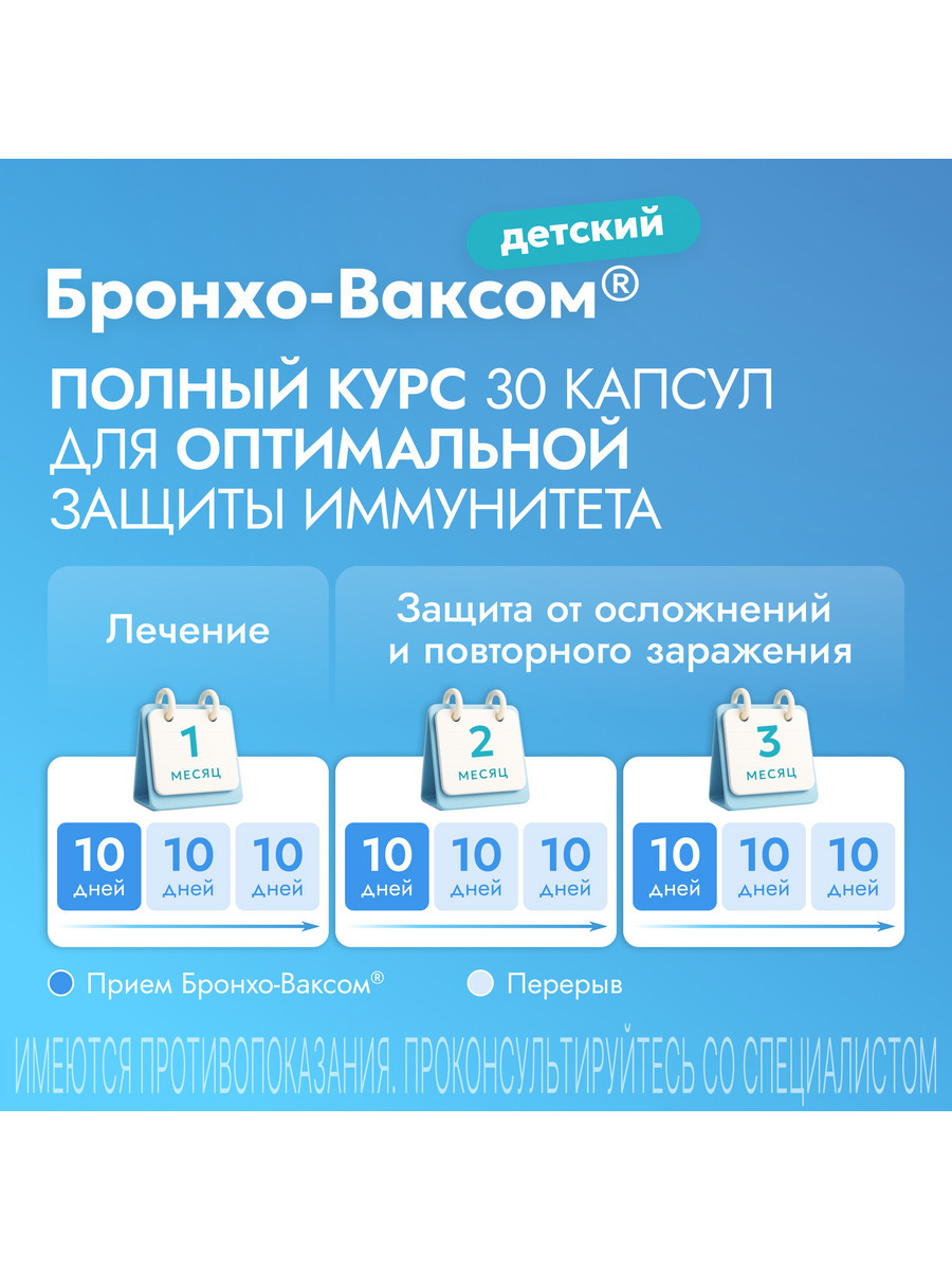 Упаковка препарата Бронхо-Ваксом детский, капсулы 3,5 мг, 30 шт.