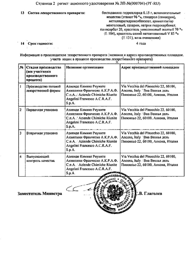 Сертификат на Тантум Верде