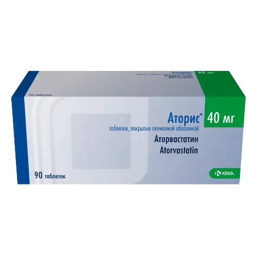 Аторис, таблетки покрытые пленочной оболочкой 40 мг, 90 шт. 