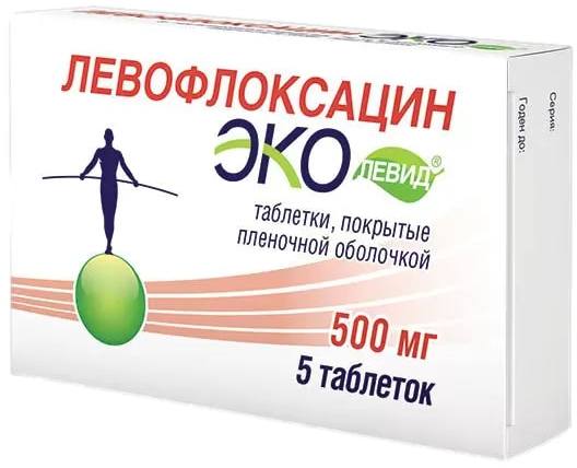 Левофлоксацин Эколевид, таблетки покрыт. плен. об. 500 мг, 5 шт. 