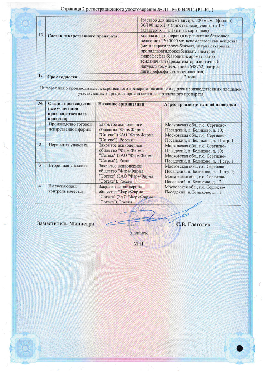 Сертификат на Церетон