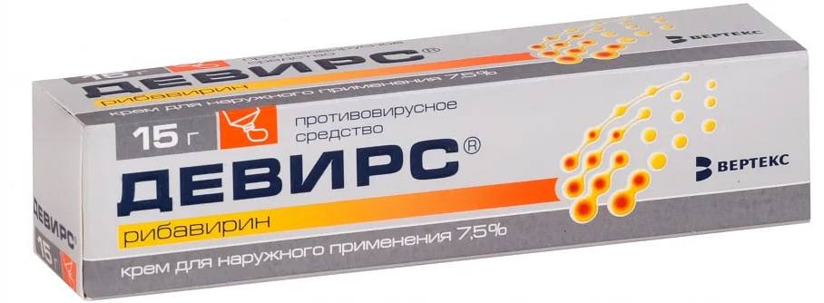 Упаковка препарата Девирс, крем 7.5% 15 г, 1 шт.
