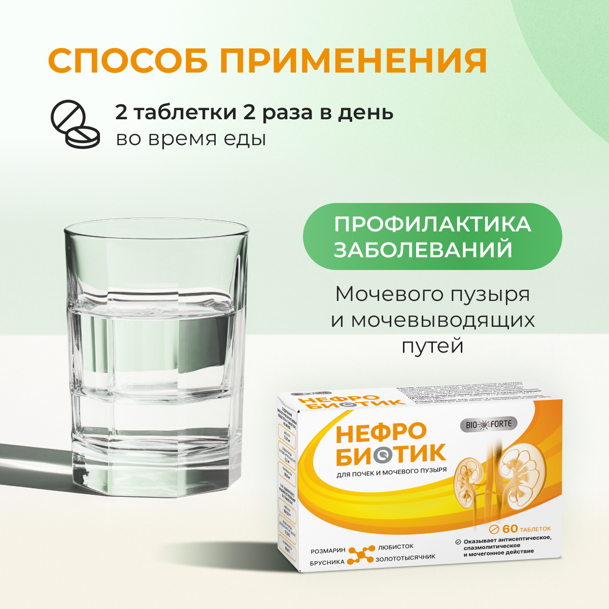 Нефробиотик BioForte, таблетки 300 мг, 60 шт.