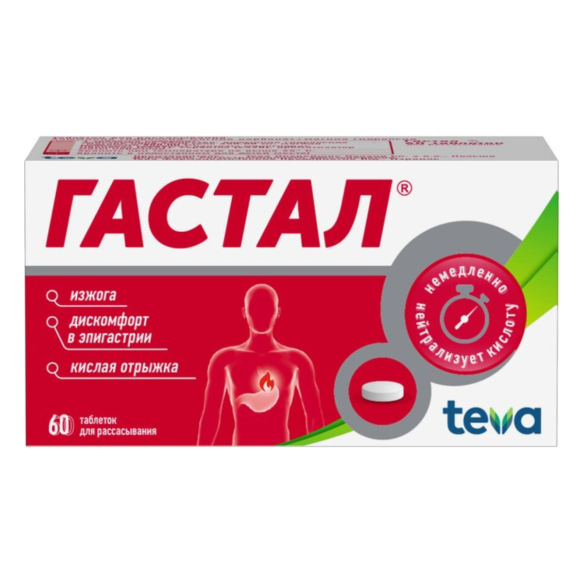 Упаковка препарата Гастал, таблетки, 60 шт