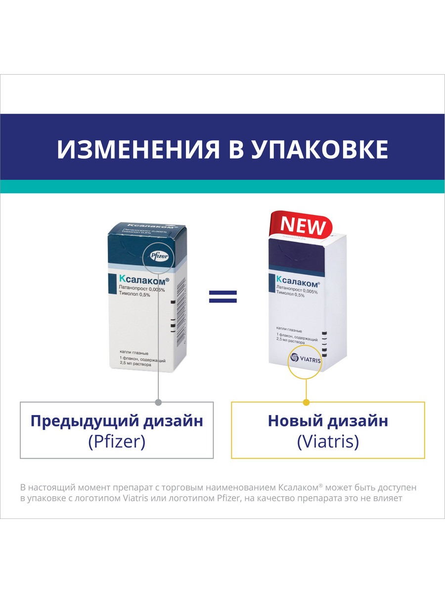 Упаковка препарата Ксалаком, капли глазные, 2,5 мл