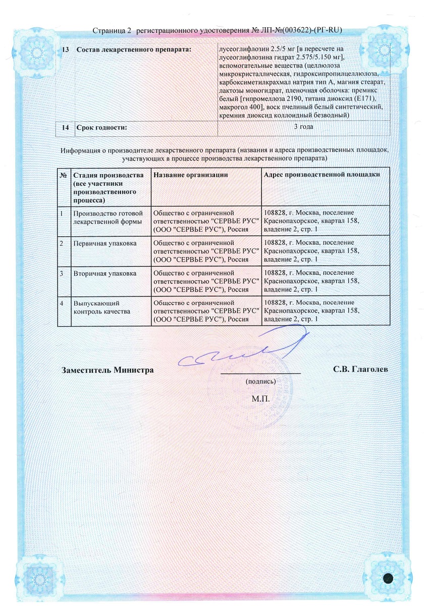 Сертификат на Лусефи