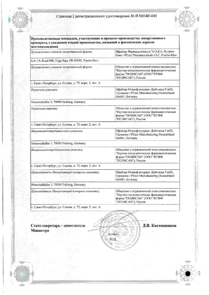 Сертификат на Липримар