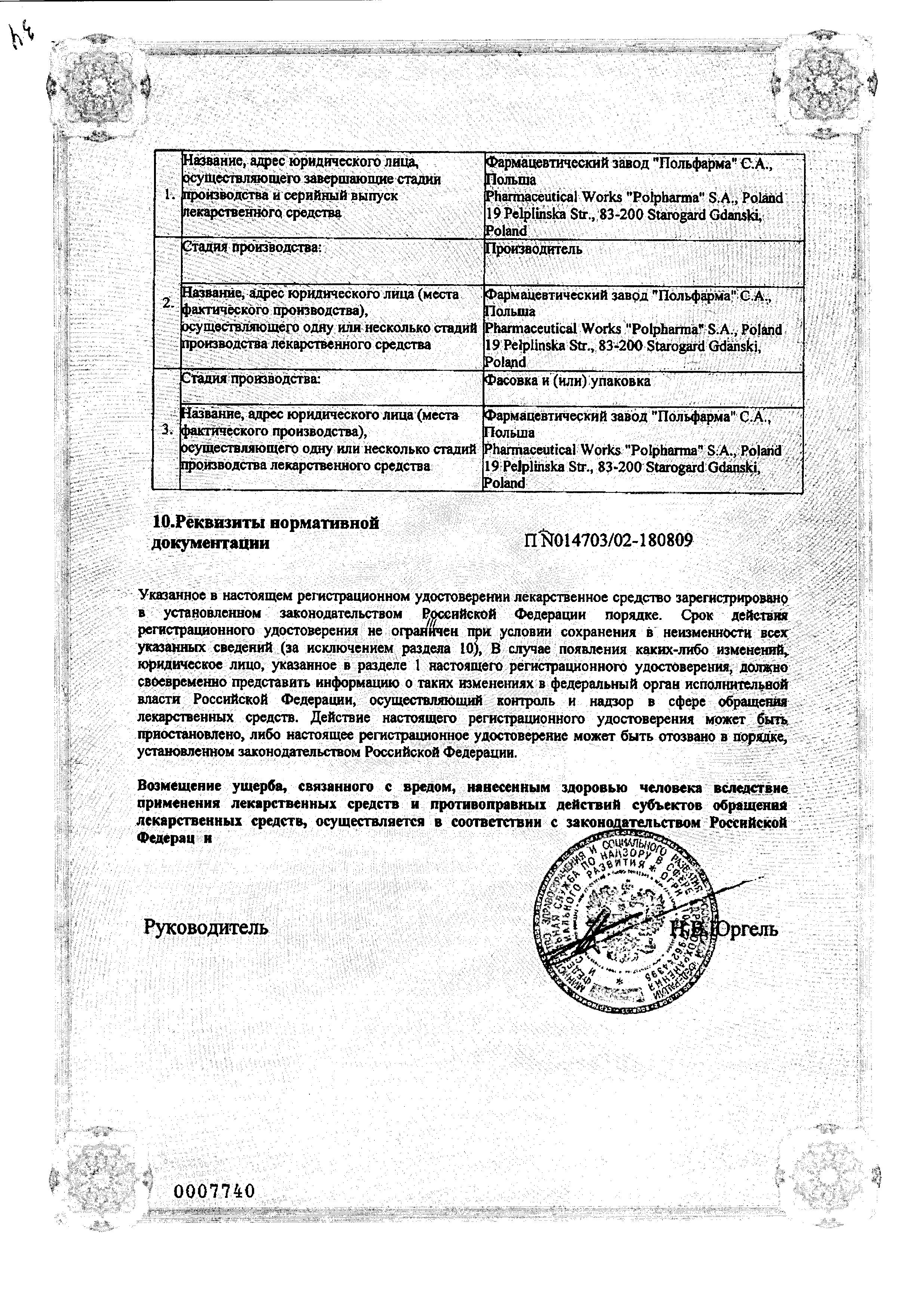 Сертификат на Трихопол