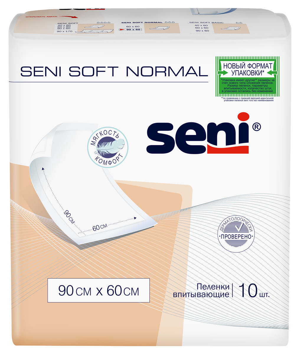 Пеленки Seni Soft Normal, 90 см x 60 см, 10 шт.