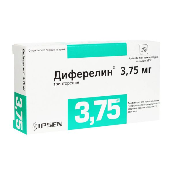 Диферелин, лиофилизат для приготовления суспензии для в/м введения пролонг. действия 3.75 мг комплект, 1 шт. 