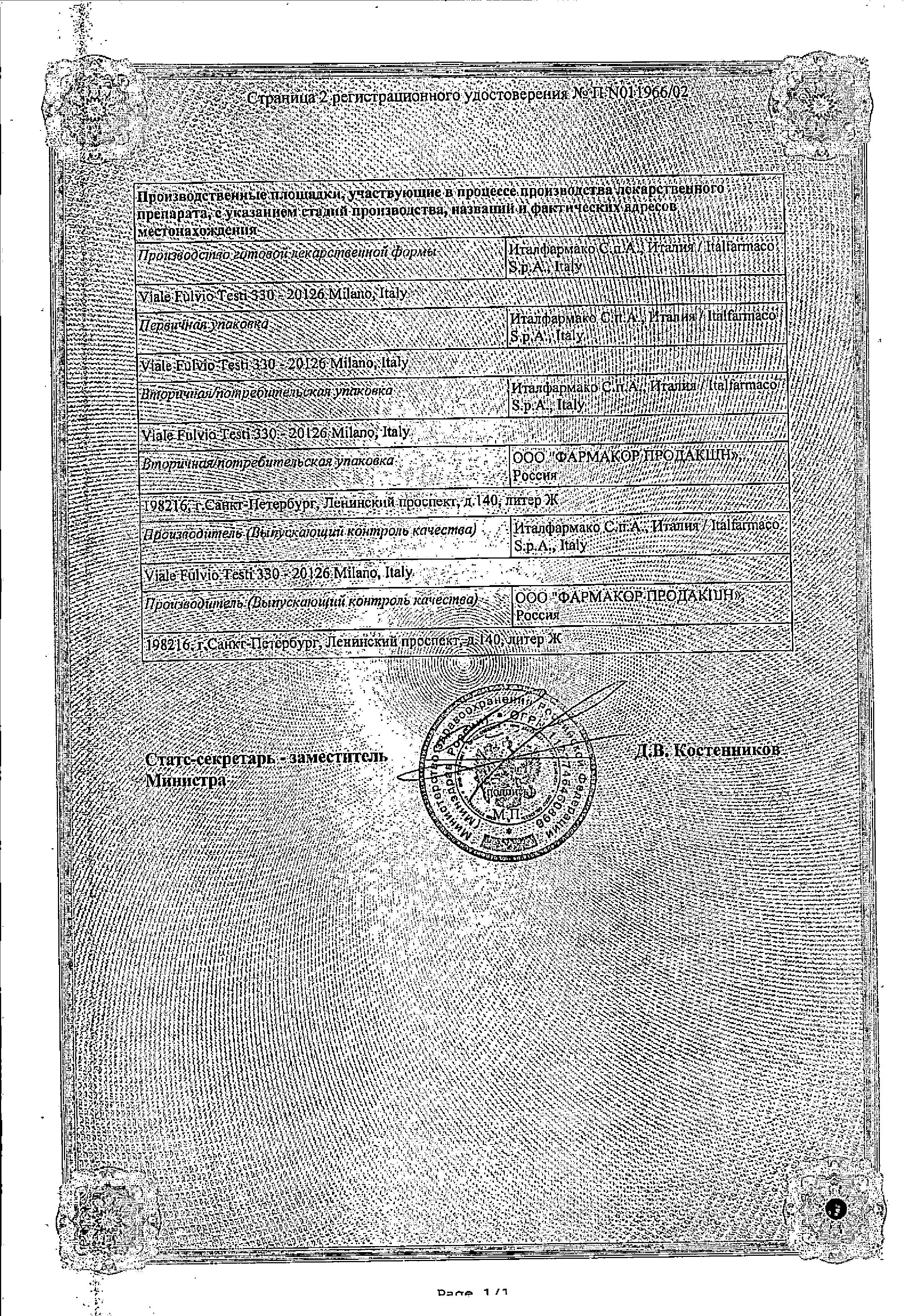 Сертификат на Глиатилин