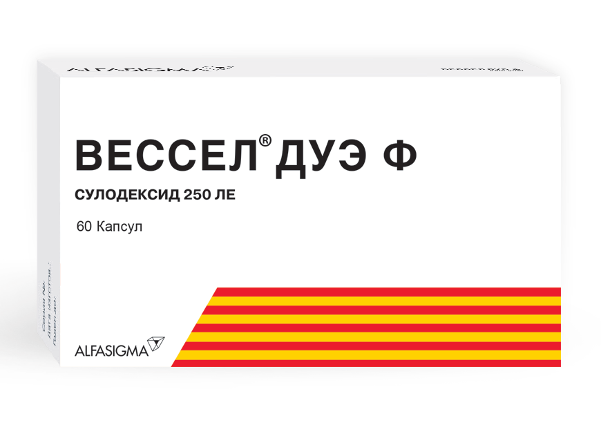 Упаковка препарата Вессел Дуэ Ф, капсулы 250 ЛЕ, 60 шт.