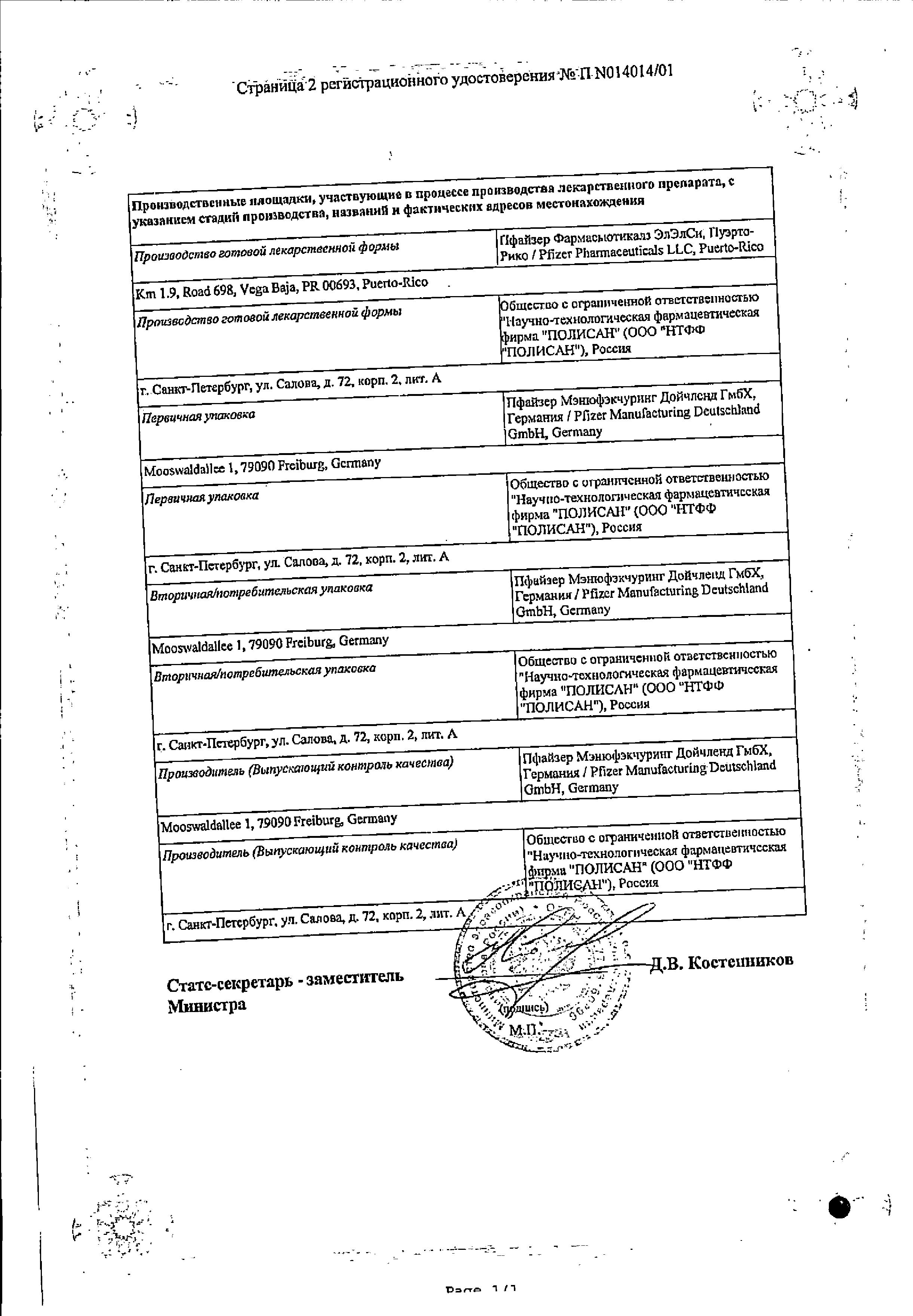 Сертификат на Липримар