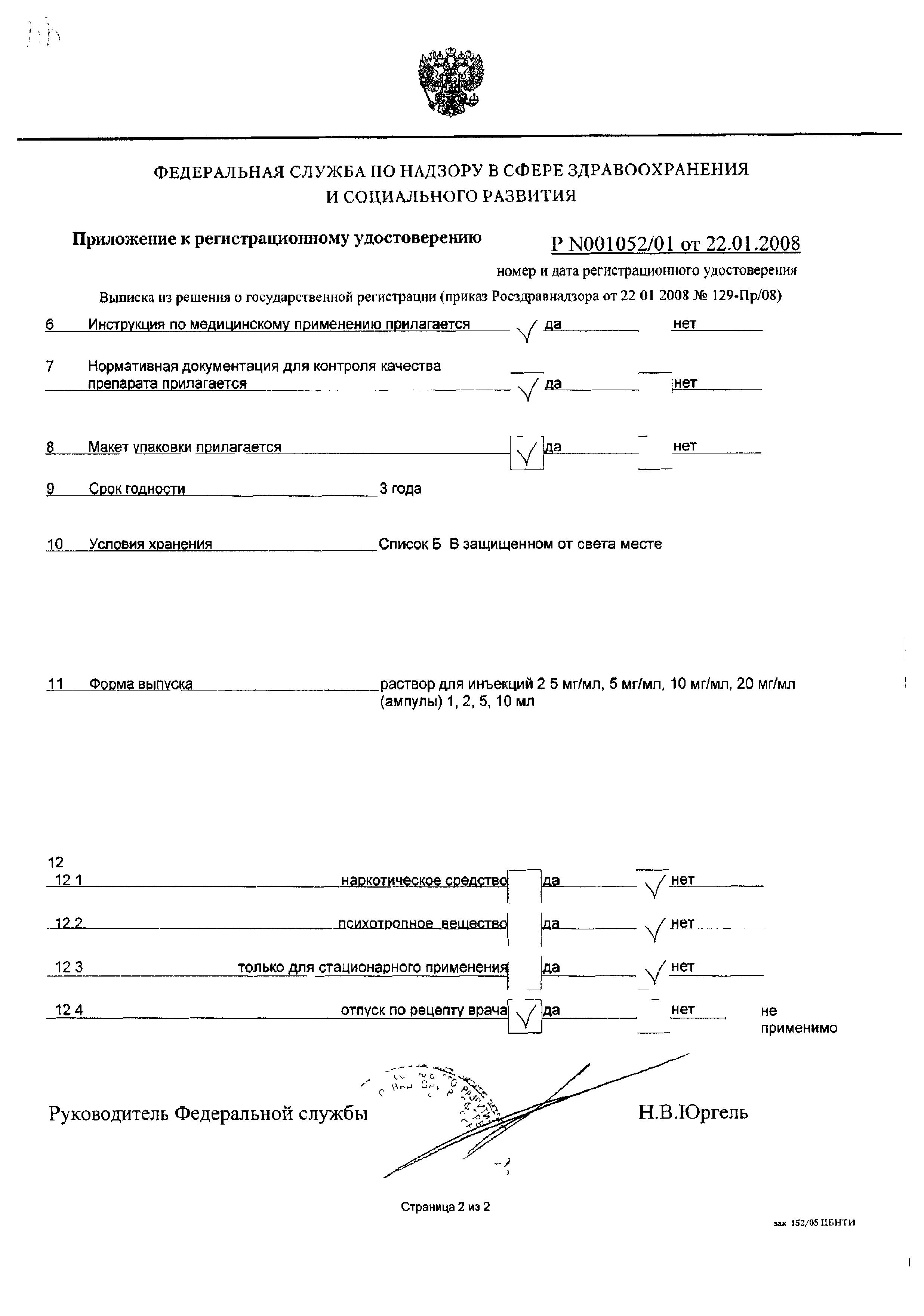Сертификат на Новокаин