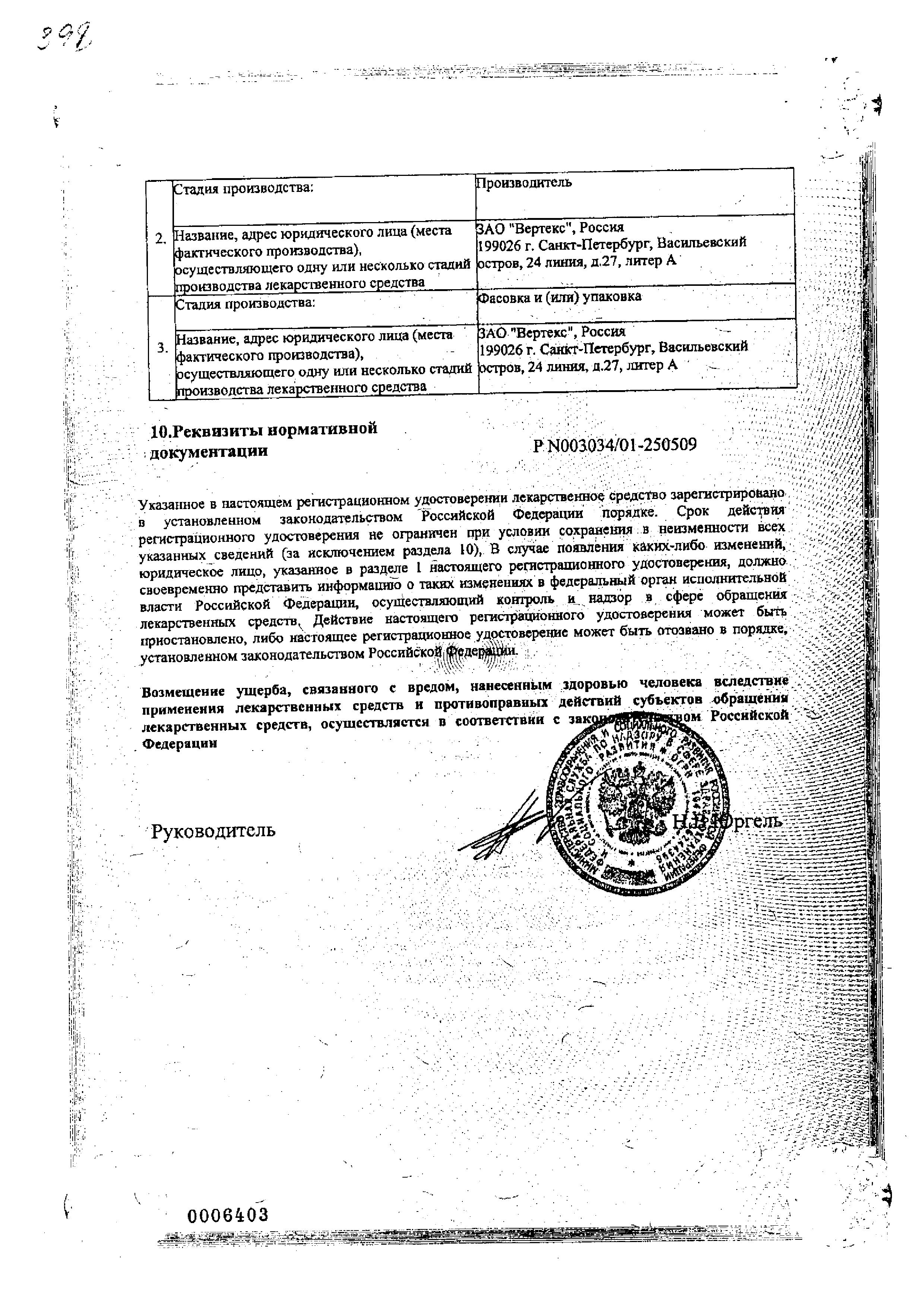 Сертификат на Итразол