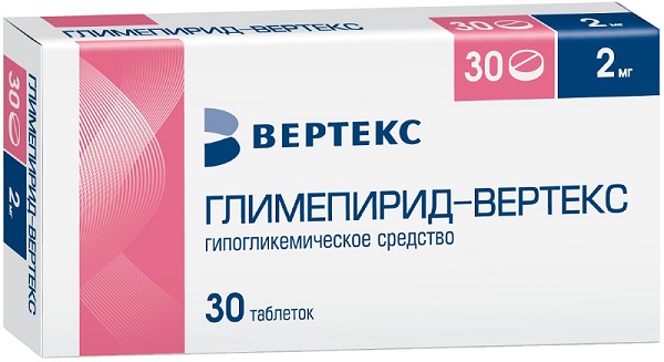Глимепирид-Вертекс, таблетки 2 мг, 30 шт. 
