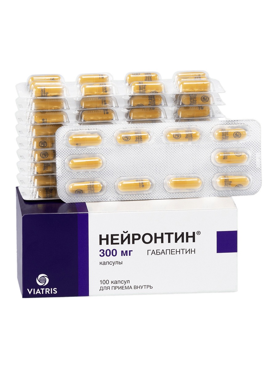 Упаковка препарата Нейронтин, капсулы 300 мг, 100 шт.