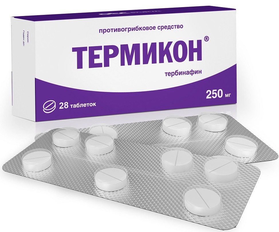 Упаковка препарата Термикон, таблетки 250 мг, 28 шт.
