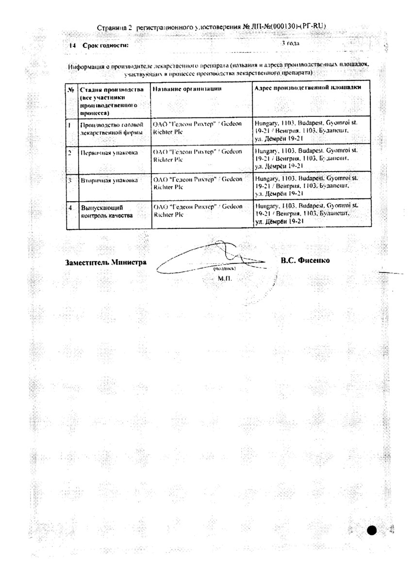 Сертификат на Регулон