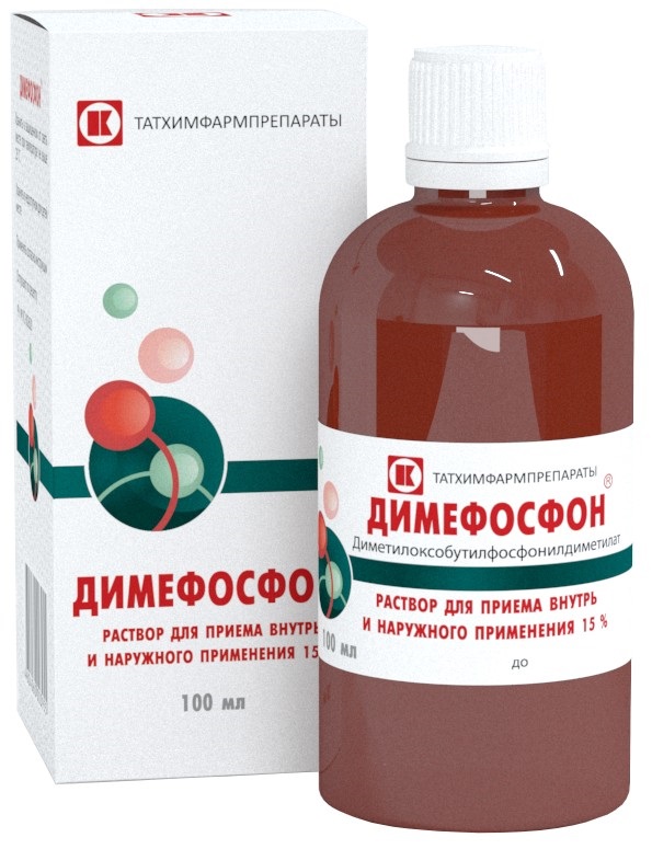 Упаковка препарата Димефосфон, раствор 15%, 100 мл