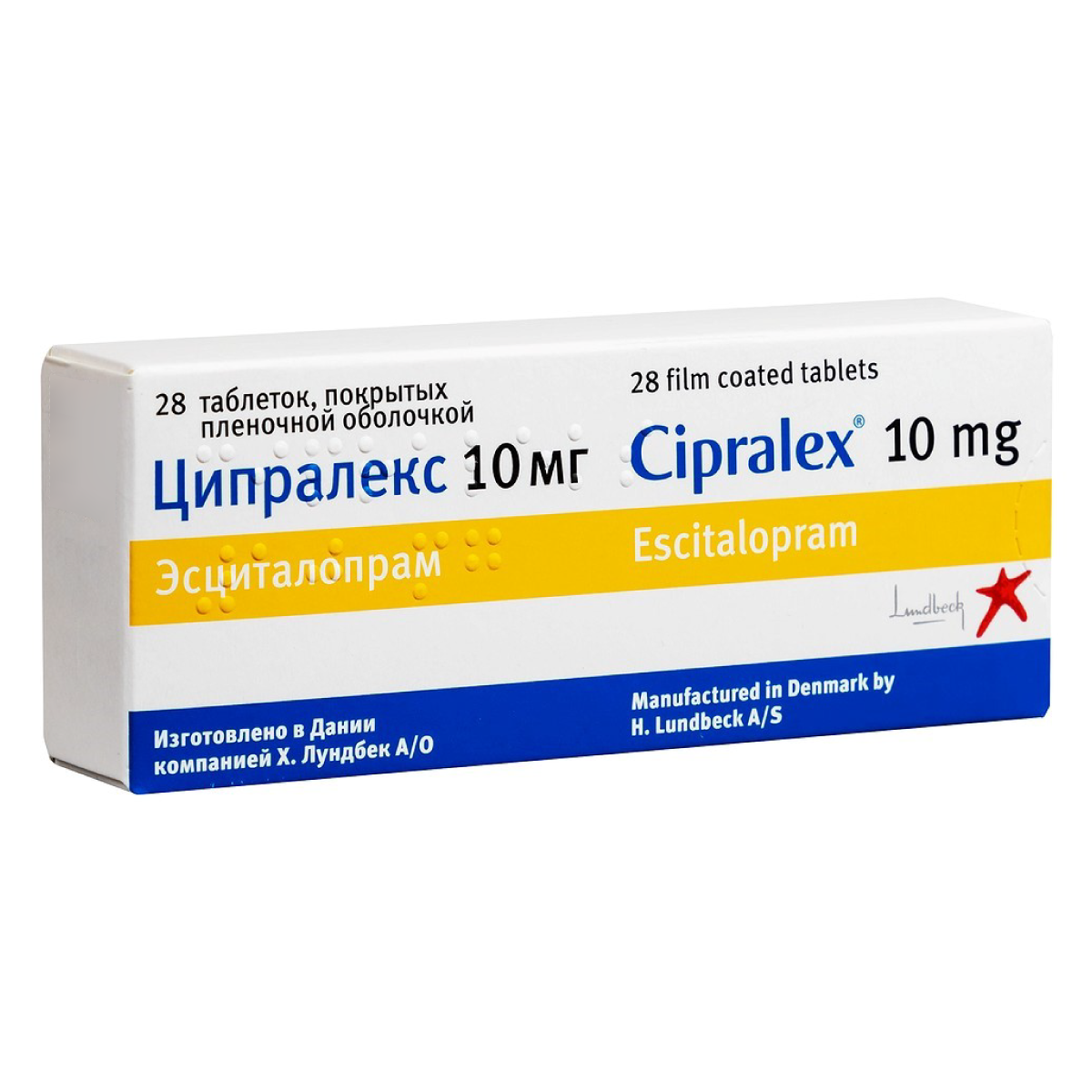 Упаковка препарата Ципралекс, таблетки 10 мг, 28 шт.