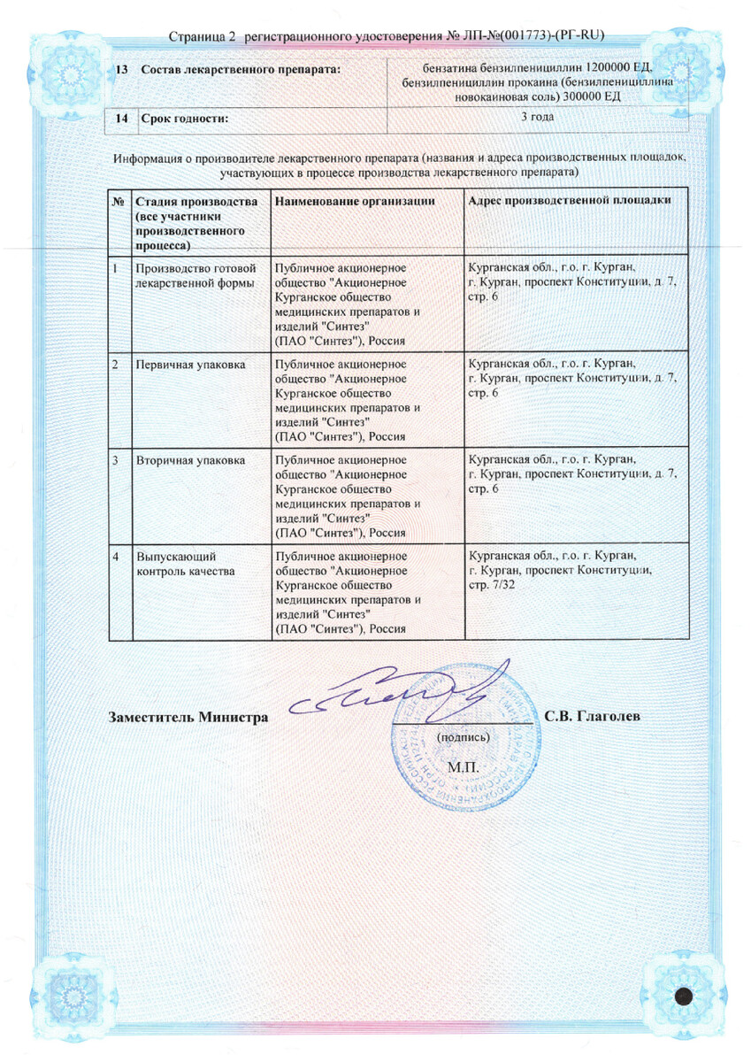 Сертификат на Бициллин-5