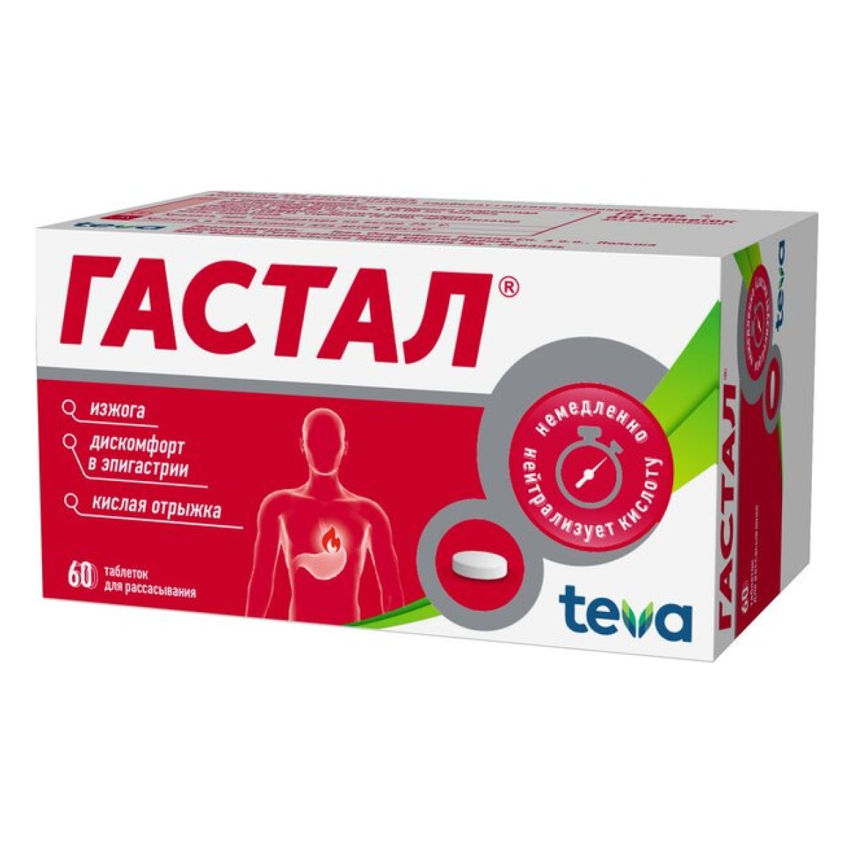 Упаковка препарата Гастал, таблетки, 60 шт