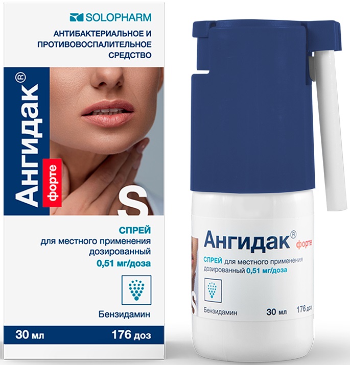 Упаковка препарата АнгиДак Форте, спрей 0,51 мг/доза, 30 мл