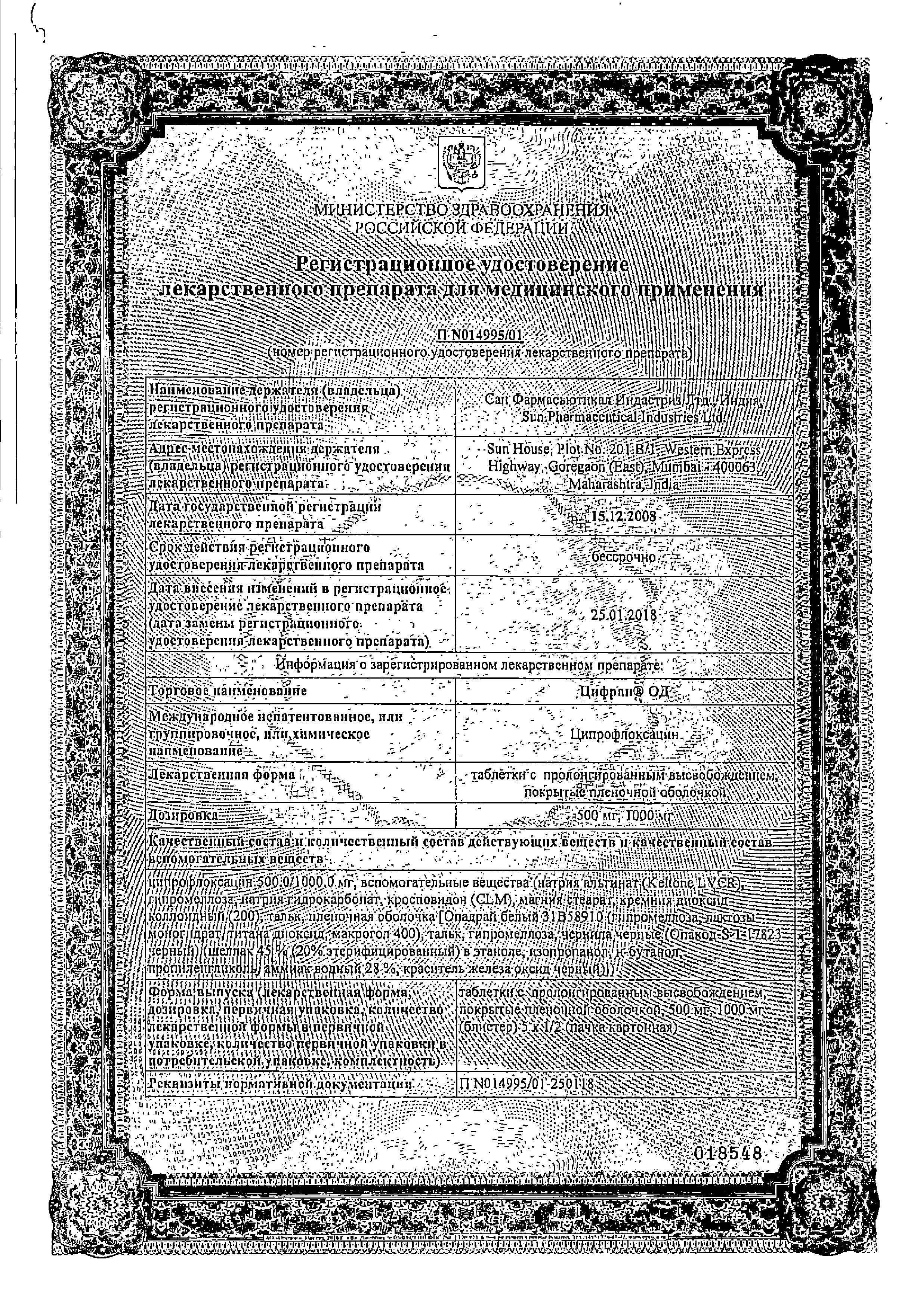 Сертификат на Цифран