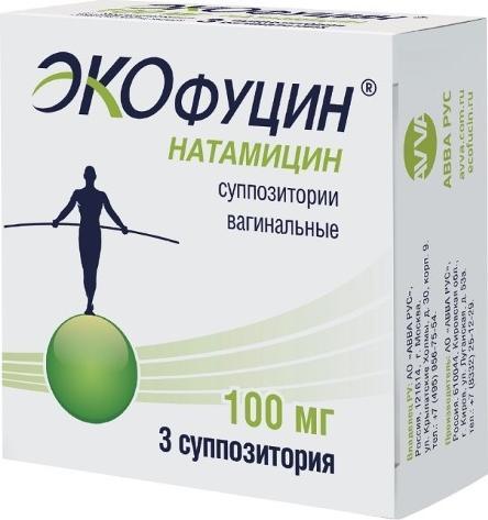 Упаковка препарата Экофуцин, суппозитории вагинальные, 100 мг, 3 шт.