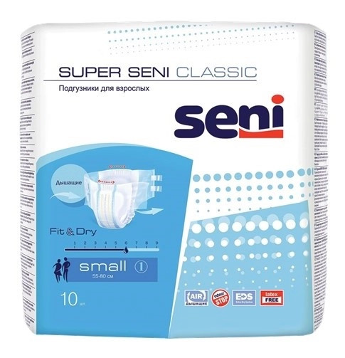 Seni Super Classic подгузники двзрослых Small 1 10 шт 539₽