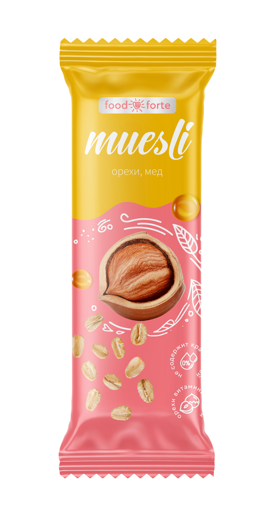 Батончик мюсли FoodForte Орехи и мед 50 г 50₽