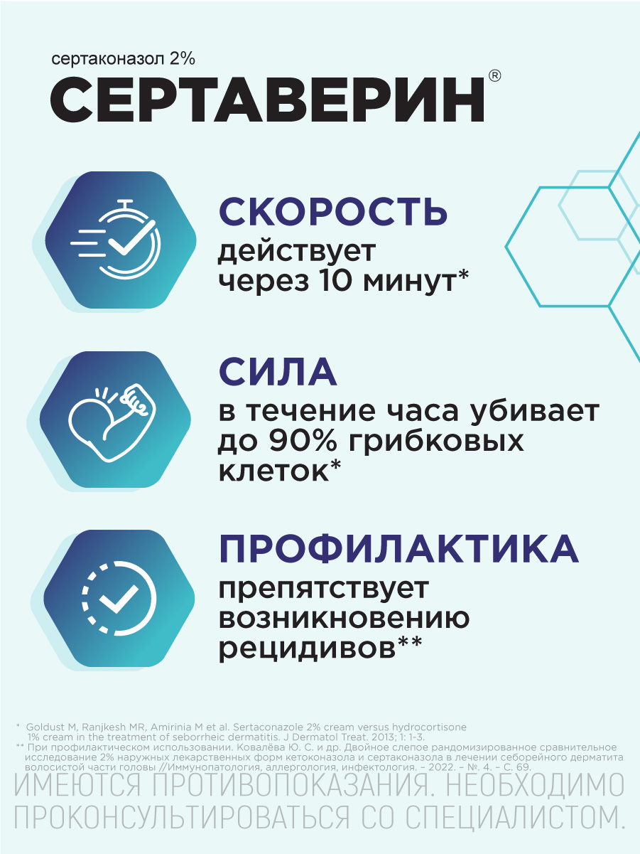 Упаковка препарата Сертаверин, шампунь лекарственный 2%, 75 г