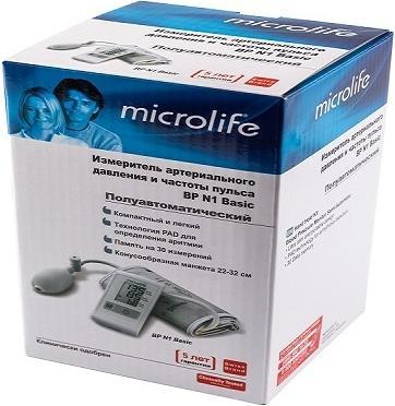 Microlife, тонометр BP N1 Basic полуавтоматический, 1 шт.